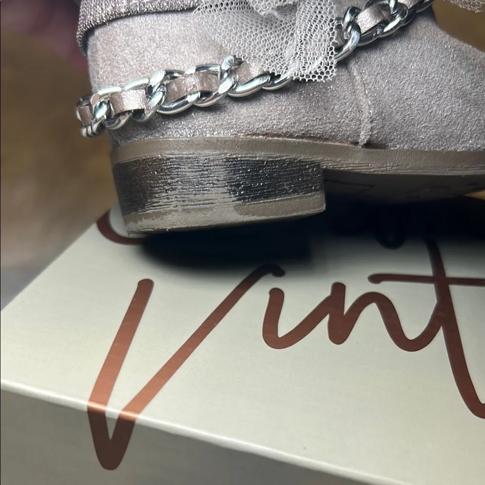 Crown Vintage Sparkling Gray Ankle Boots for toddler girl